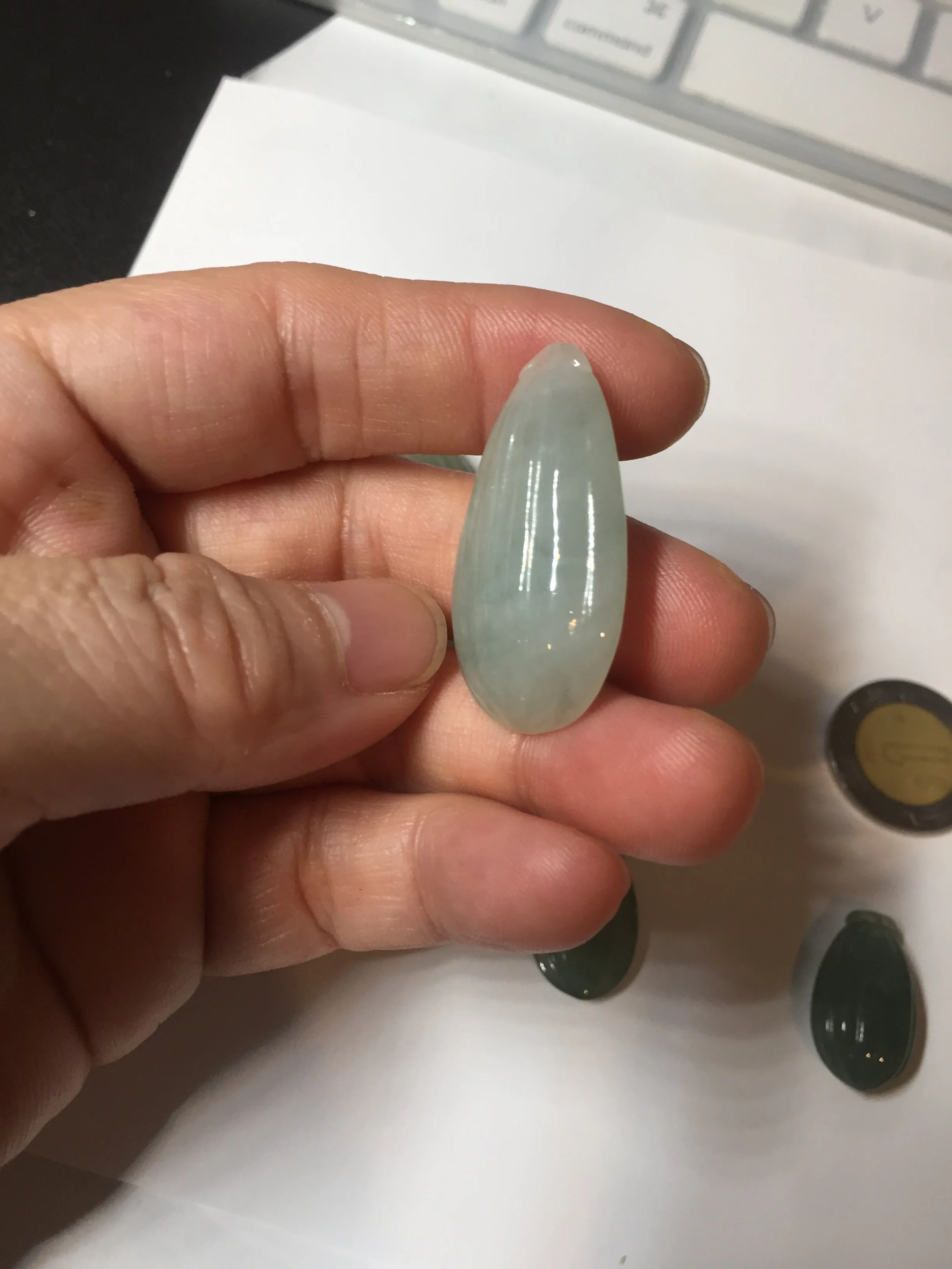 100% Natural type A light green/gray candied dates Jadeite Jade pendant AX155