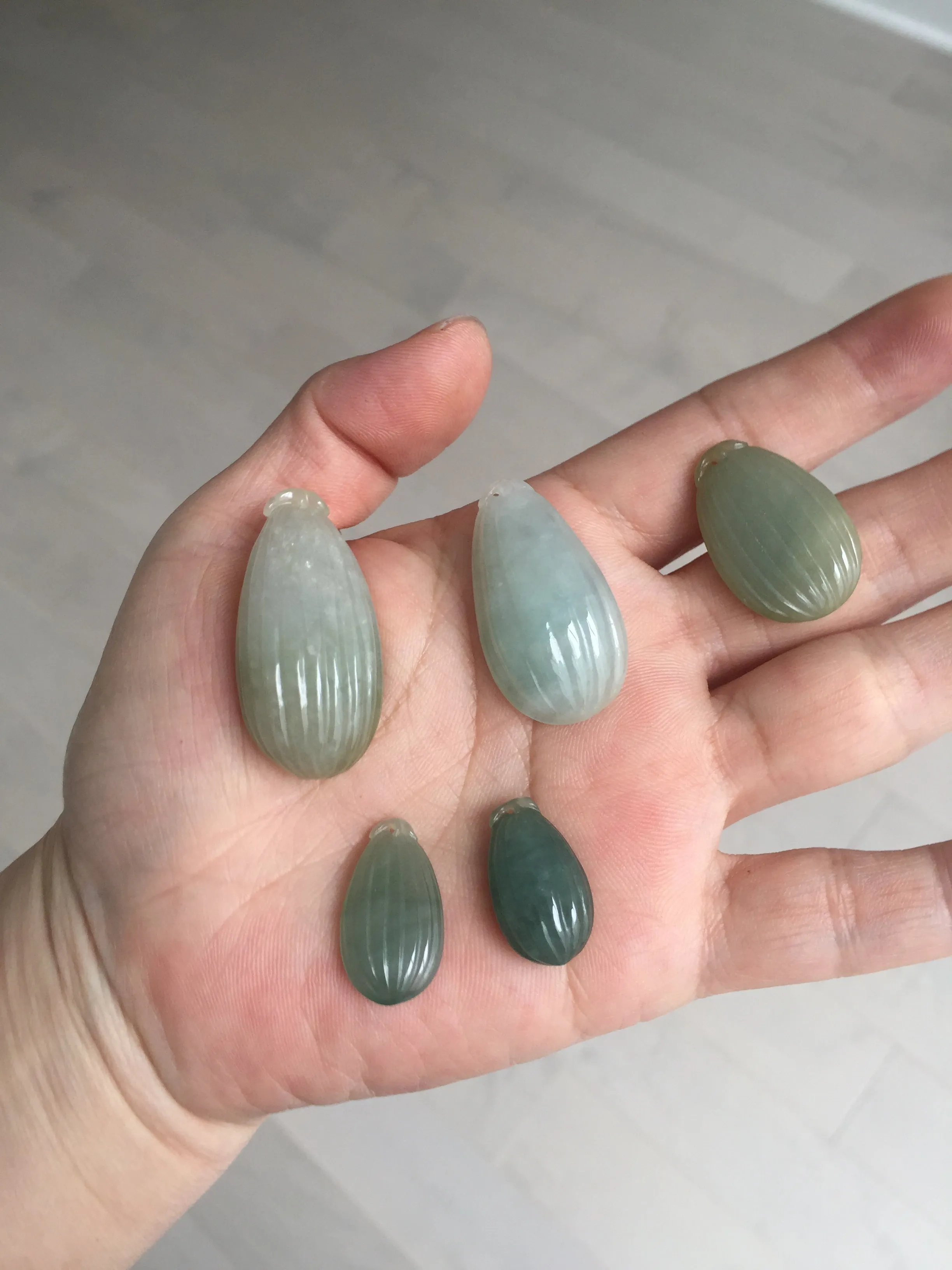 100% Natural type A light green/gray candied dates Jadeite Jade pendant AX155