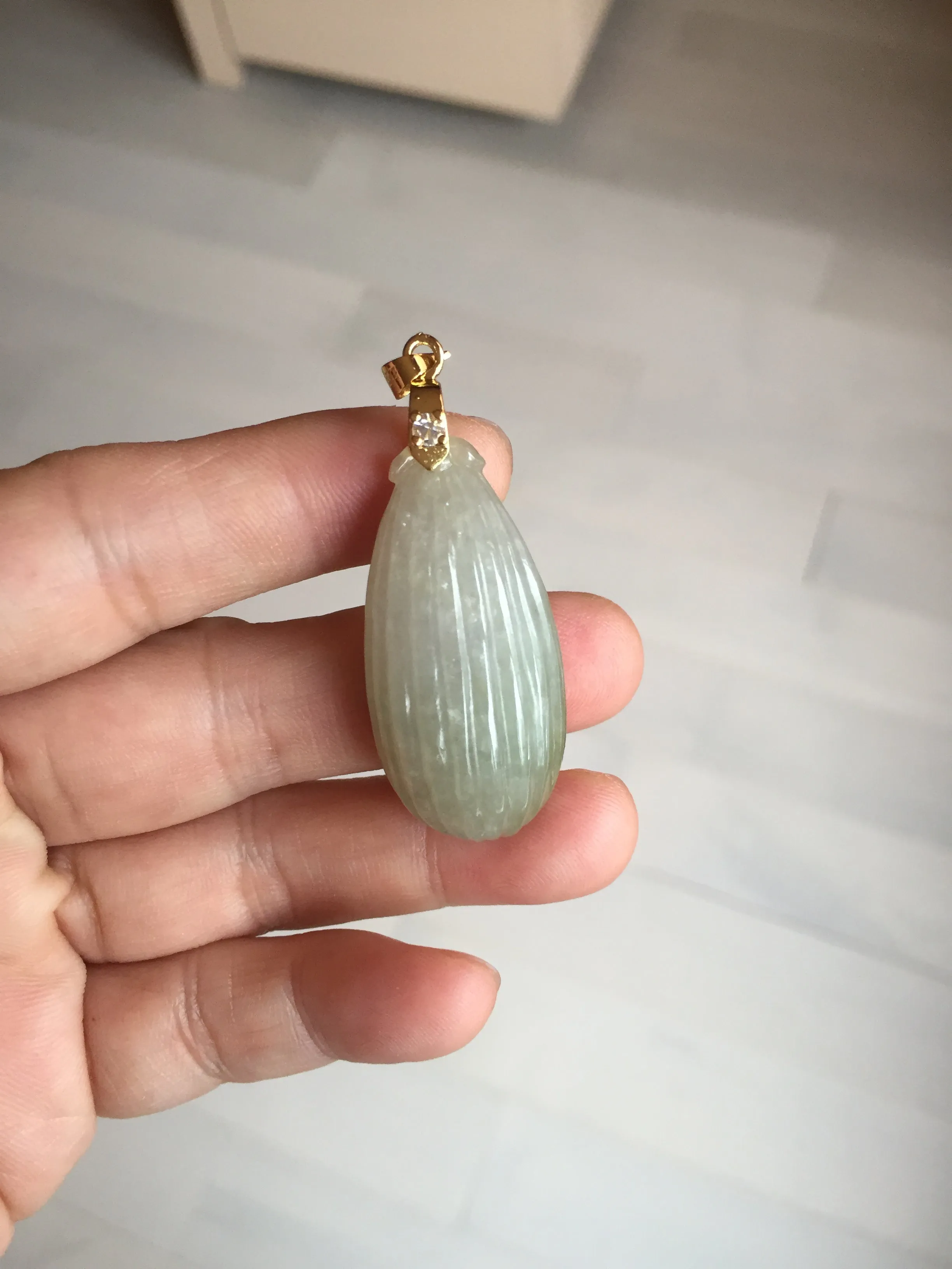 100% Natural type A light green/gray candied dates Jadeite Jade pendant AX155