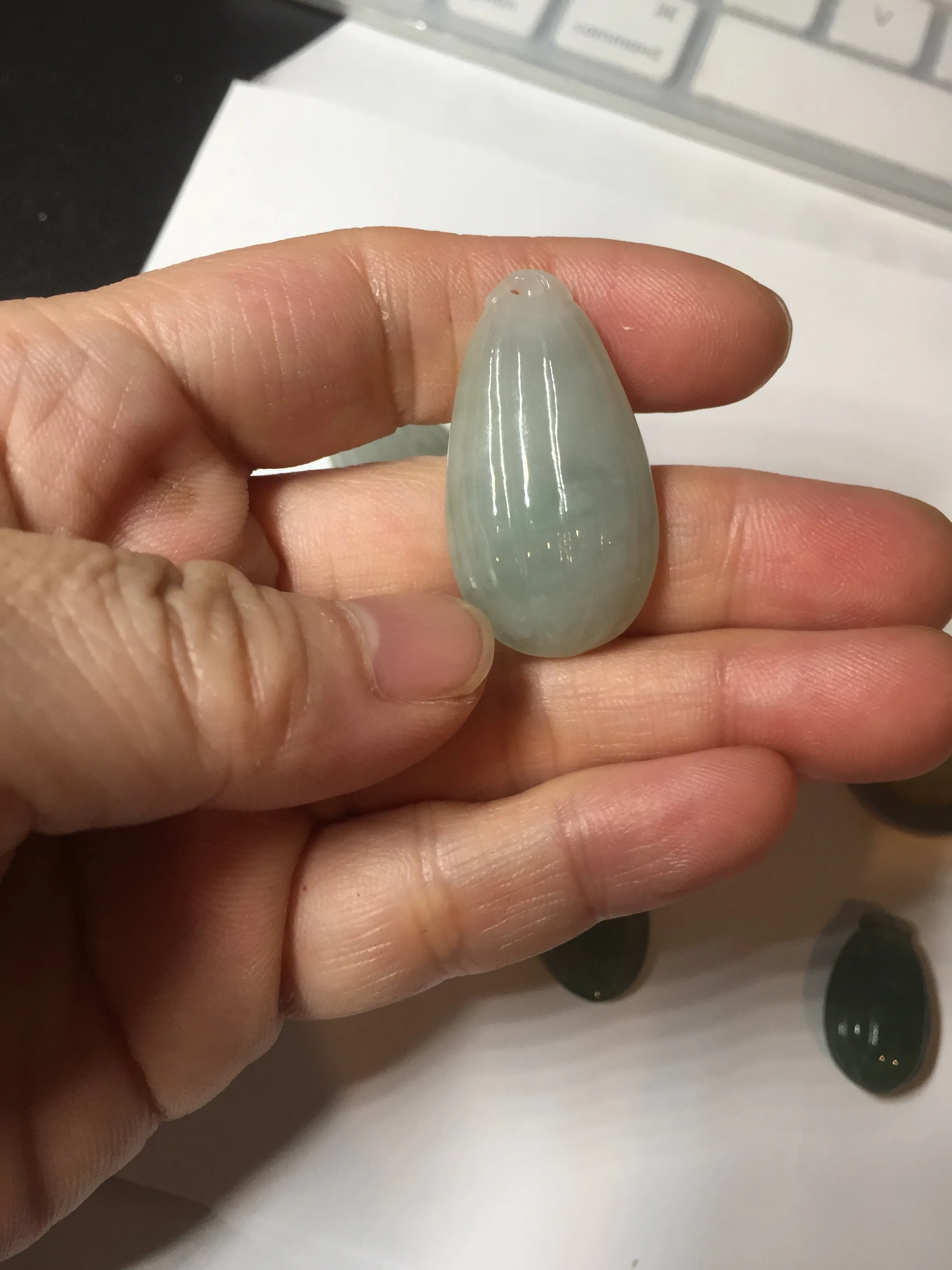 100% Natural type A light green/gray candied dates Jadeite Jade pendant AX155