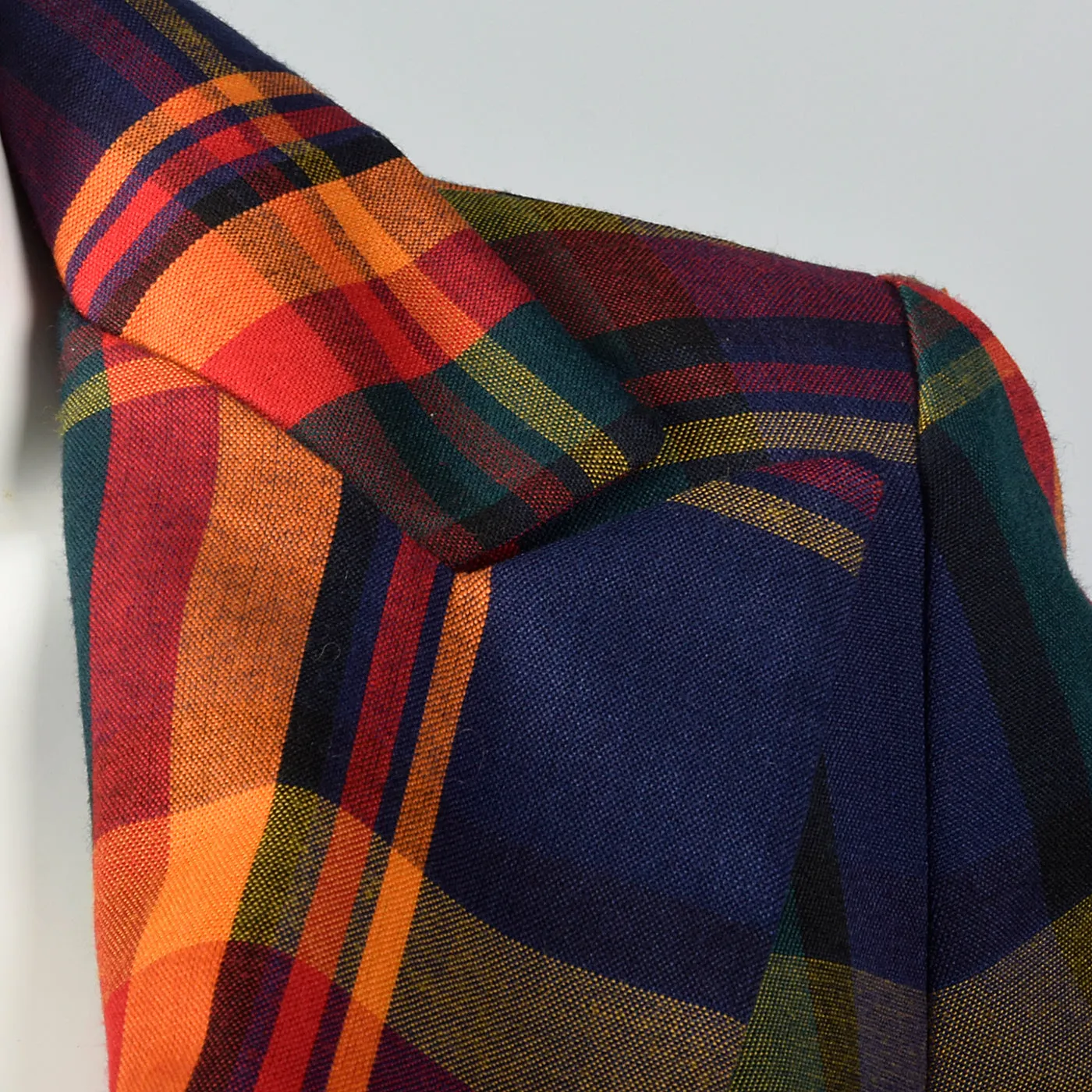 1970s Plaid Pant Suit with Palazzo Pants and Fitted Blazer