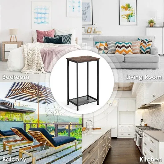 2-Tier Industrial Side End Accent Telephone Table