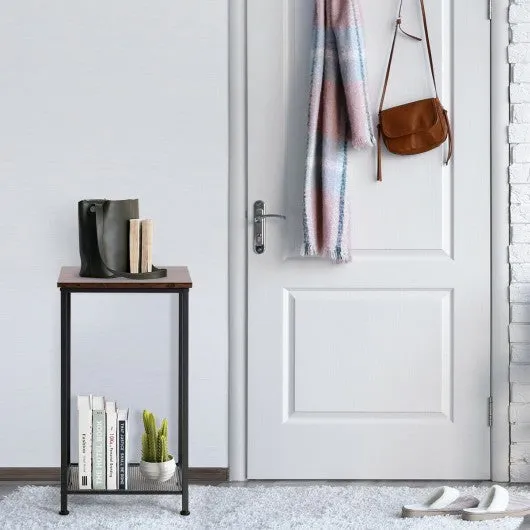 2-Tier Industrial Side End Accent Telephone Table