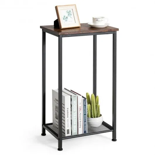 2-Tier Industrial Side End Accent Telephone Table