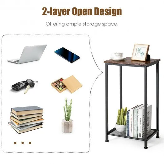 2-Tier Industrial Side End Accent Telephone Table