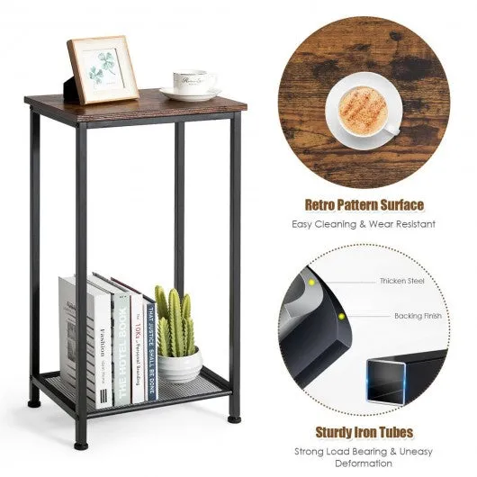 2-Tier Industrial Side End Accent Telephone Table