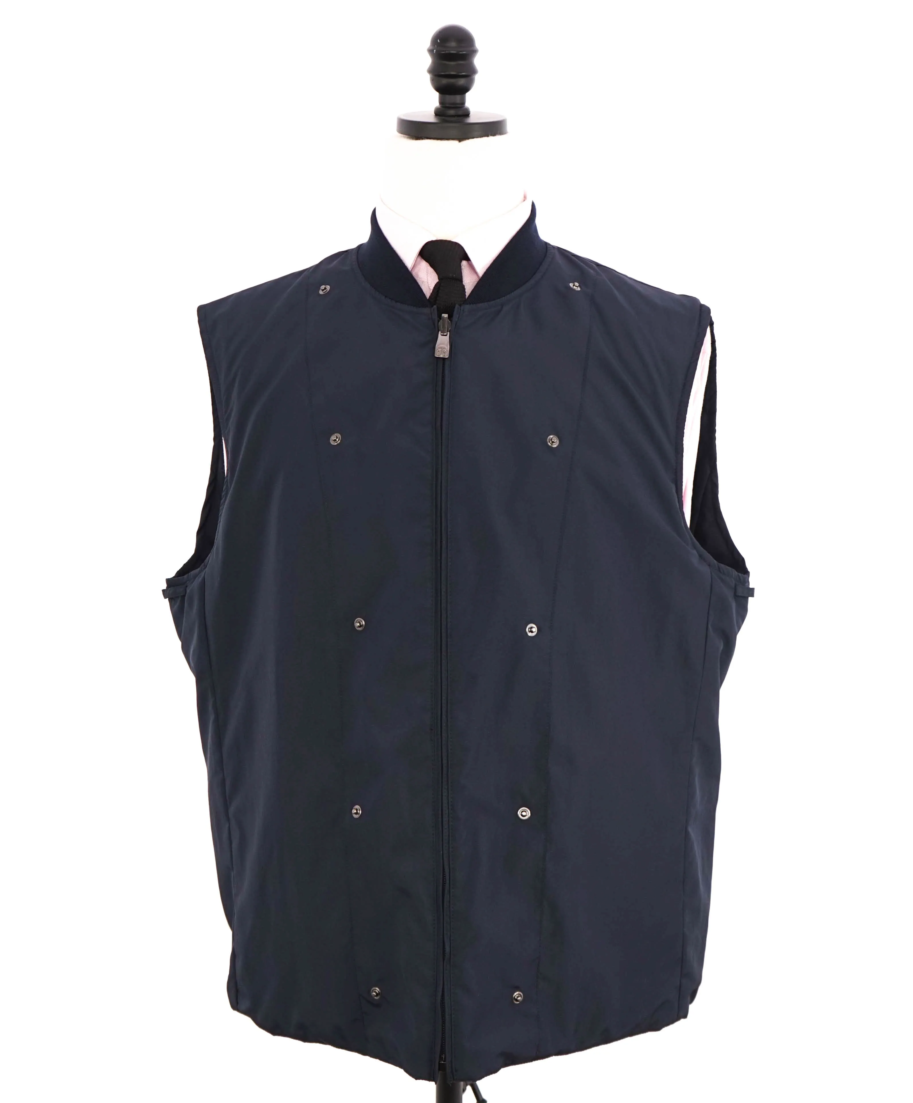 $2,095 CORNELIANI - WATERPROOF Navy Blazer Jacket Coat W Vest Insert - 48R