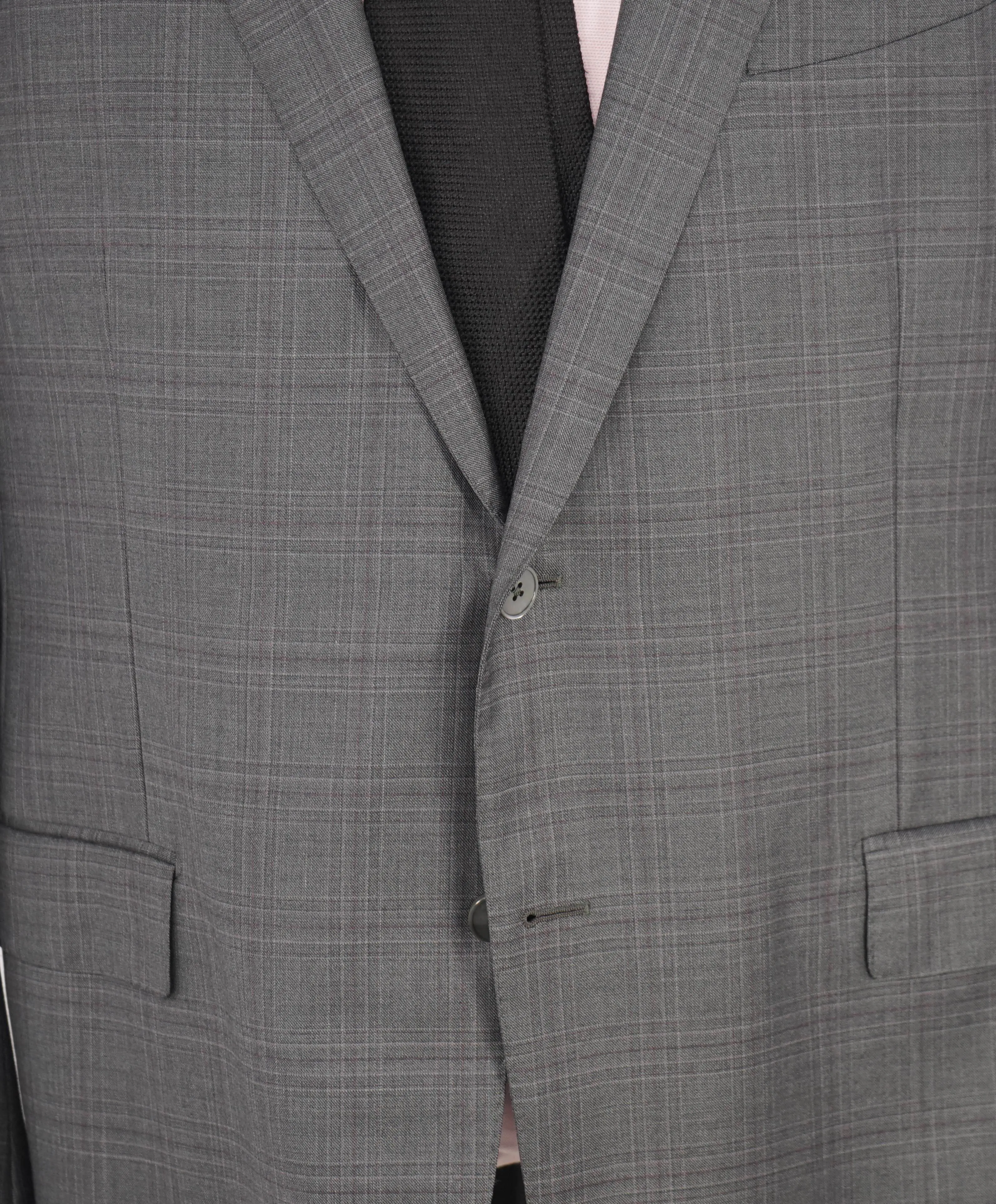 $3,290 ERMENEGILDO ZEGNA- “TORFEO” Gray / Pink Wool Check Blazer- 48R
