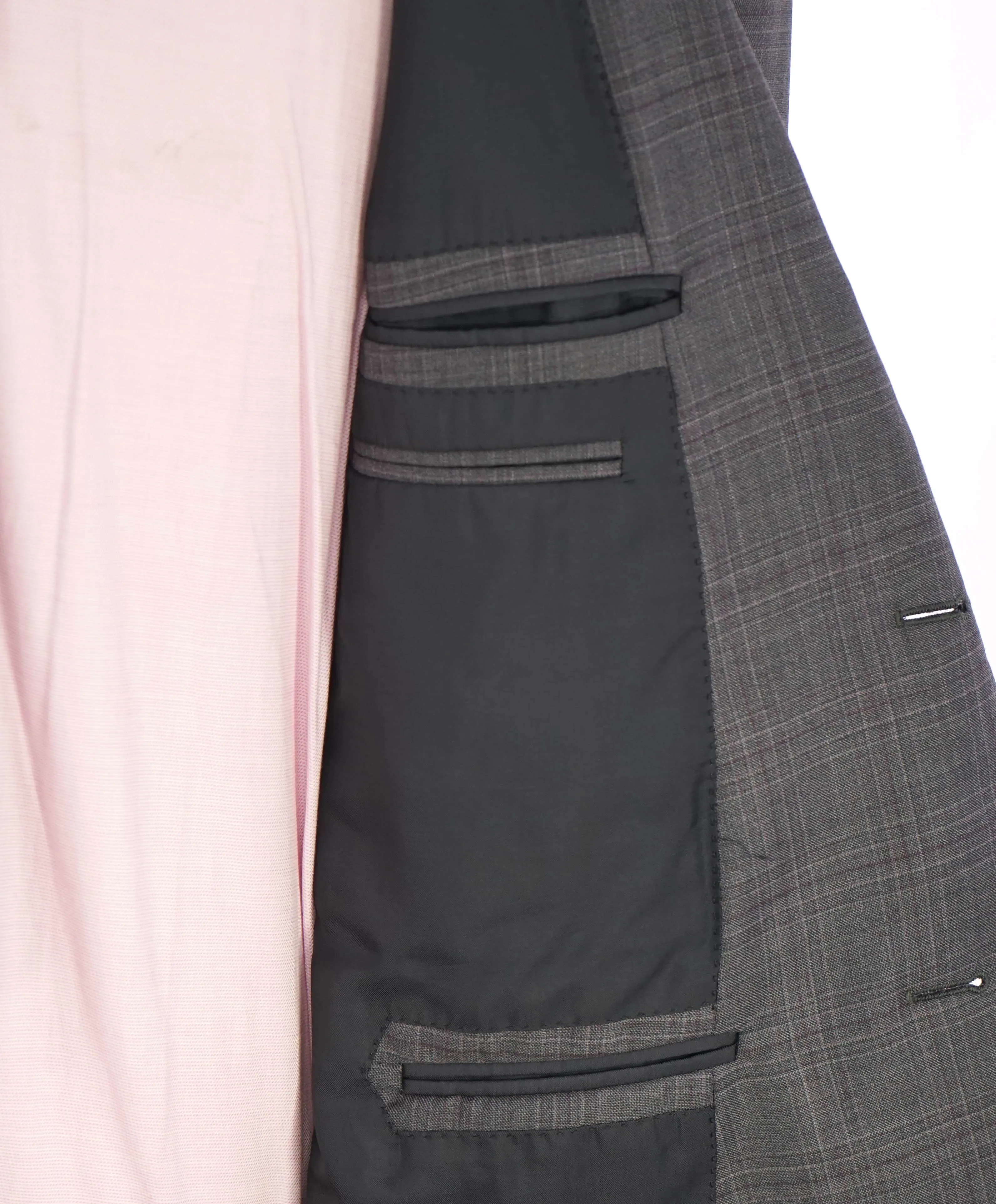 $3,290 ERMENEGILDO ZEGNA- “TORFEO” Gray / Pink Wool Check Blazer- 48R