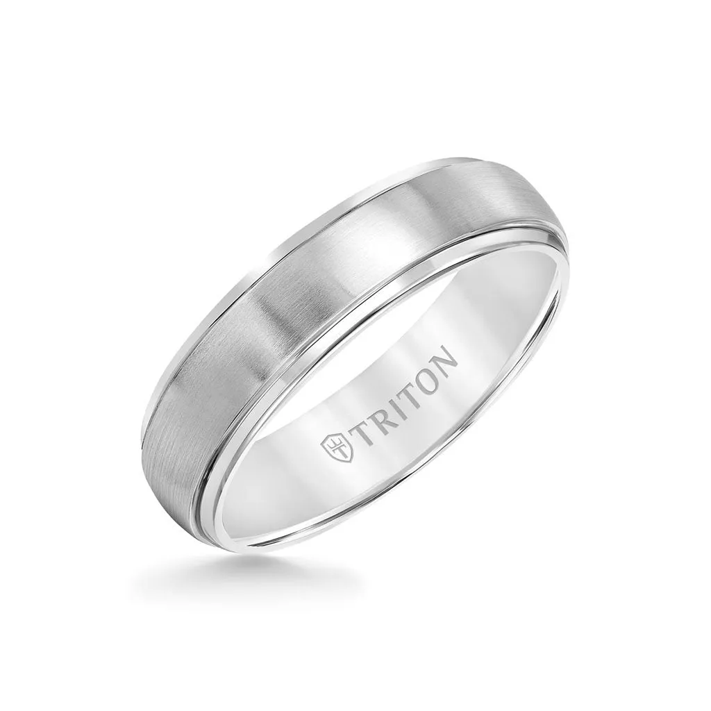 6MM Titanium Ring - Domed Satin Center and Step Edge