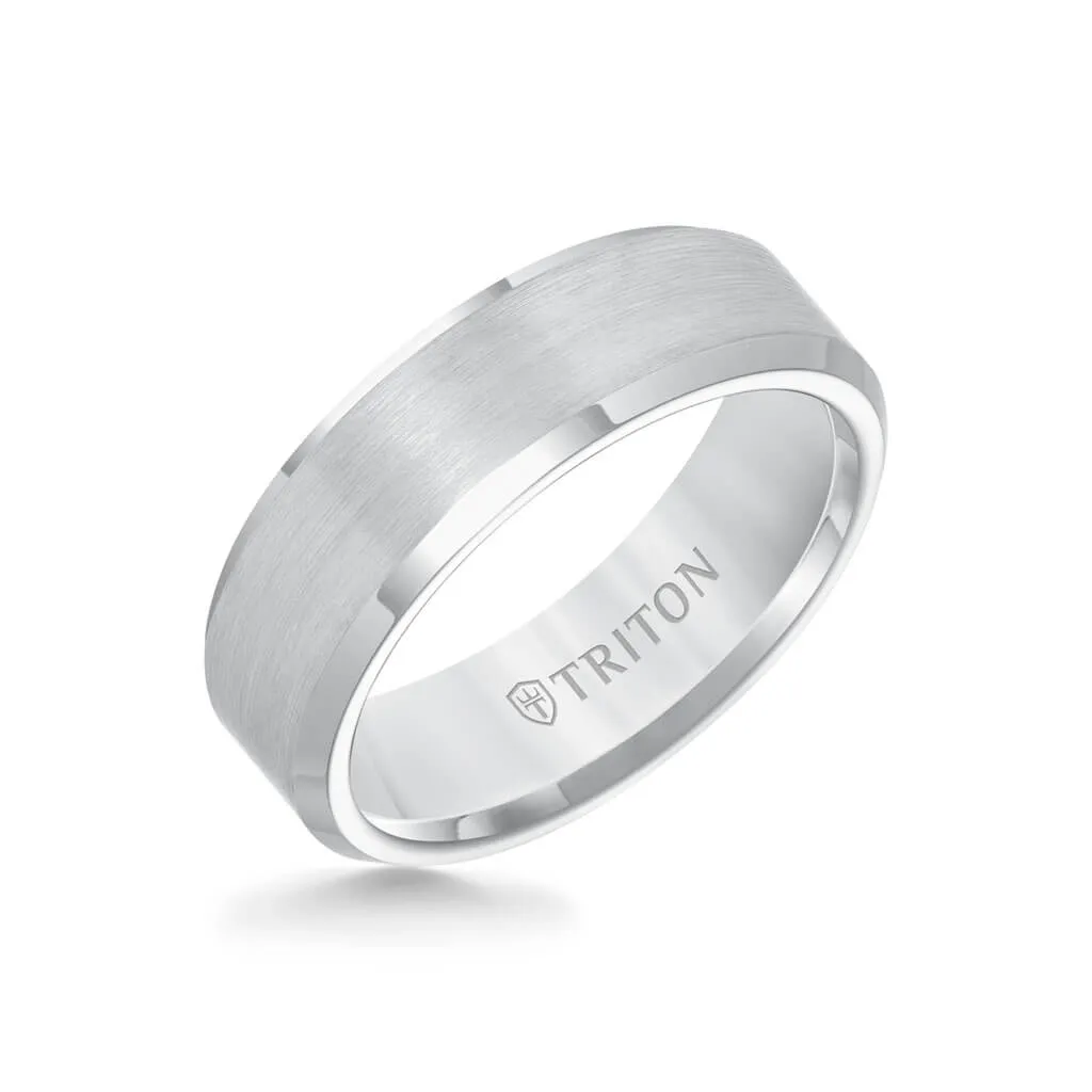 7MM Tungsten Carbide Ring - Satin Finish and Bevel Edge