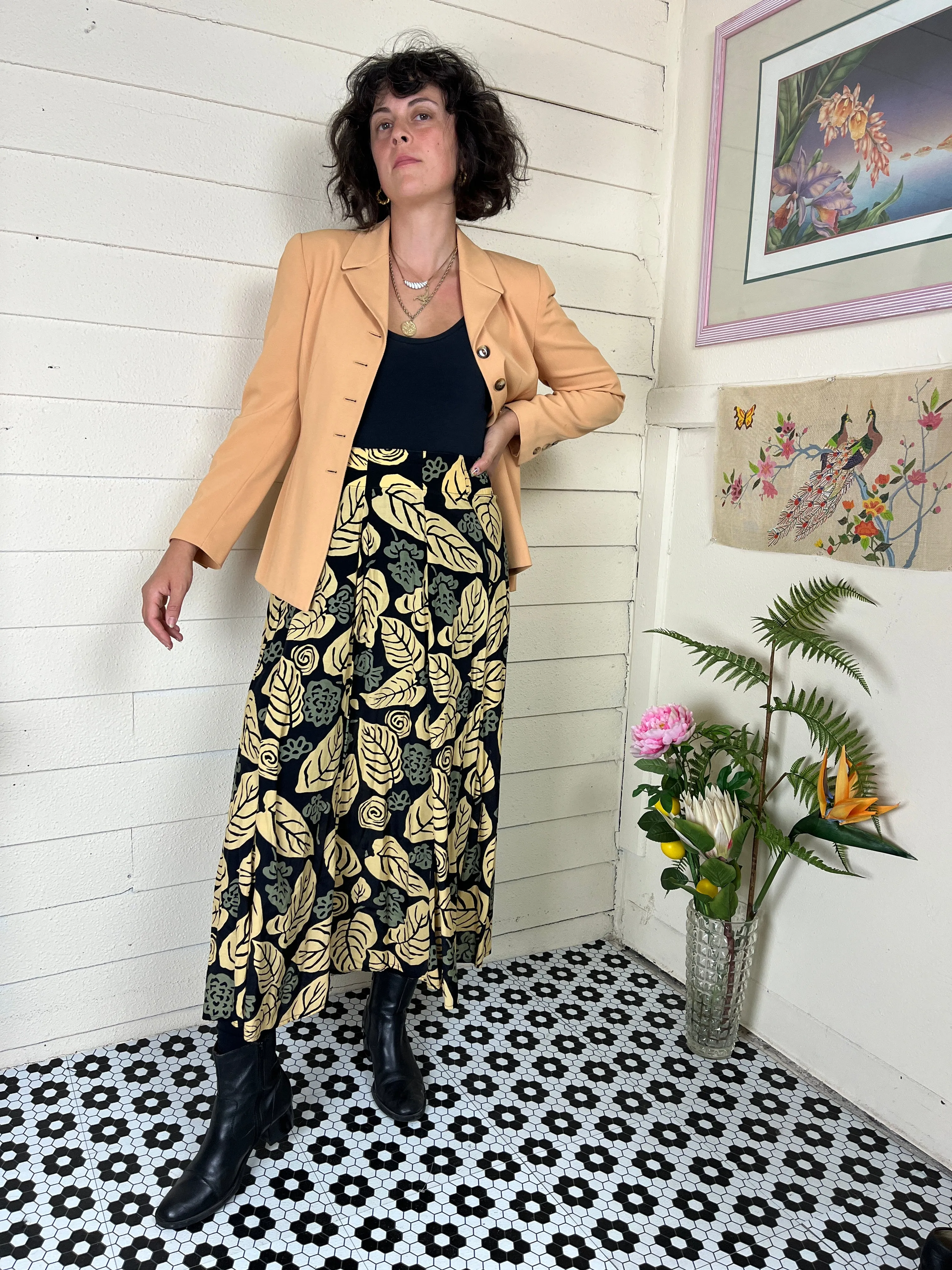 90s ORANGE TAN BUTTON UP BLAZER