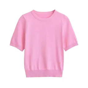 A&A Basics Casual Knitted Short Sleeve Sweater