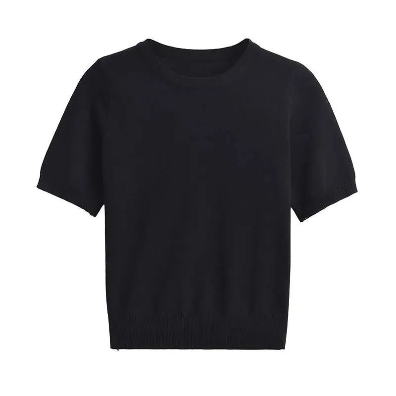 A&A Basics Casual Knitted Short Sleeve Sweater