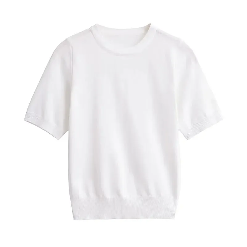 A&A Basics Casual Knitted Short Sleeve Sweater