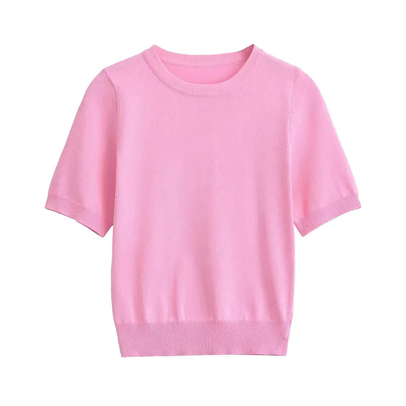A&A Basics Casual Knitted Short Sleeve Sweater