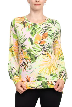 Adyson Parker Crew Neck Long Sleeve Multi Print Banded Knit Top