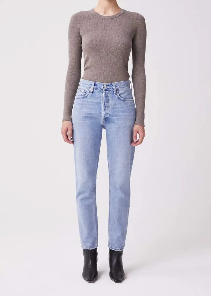 AGoldE - Maya Scoop Neck Rib Knit Top in Granola Heather