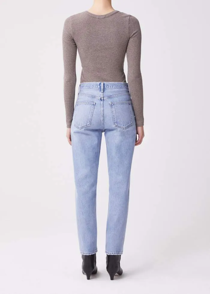 AGoldE - Maya Scoop Neck Rib Knit Top in Granola Heather