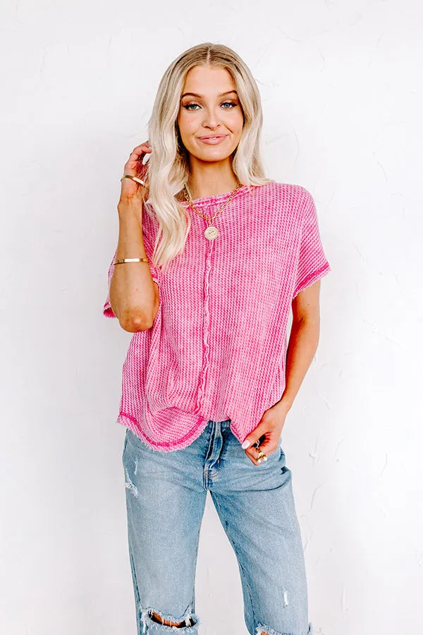 Along The Path Mineral Wash Knit Top In Pink