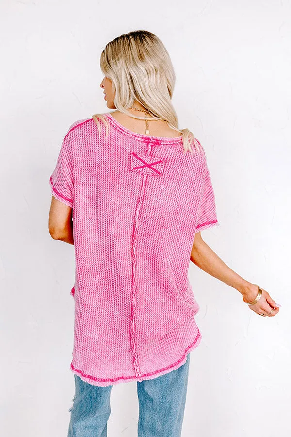 Along The Path Mineral Wash Knit Top In Pink