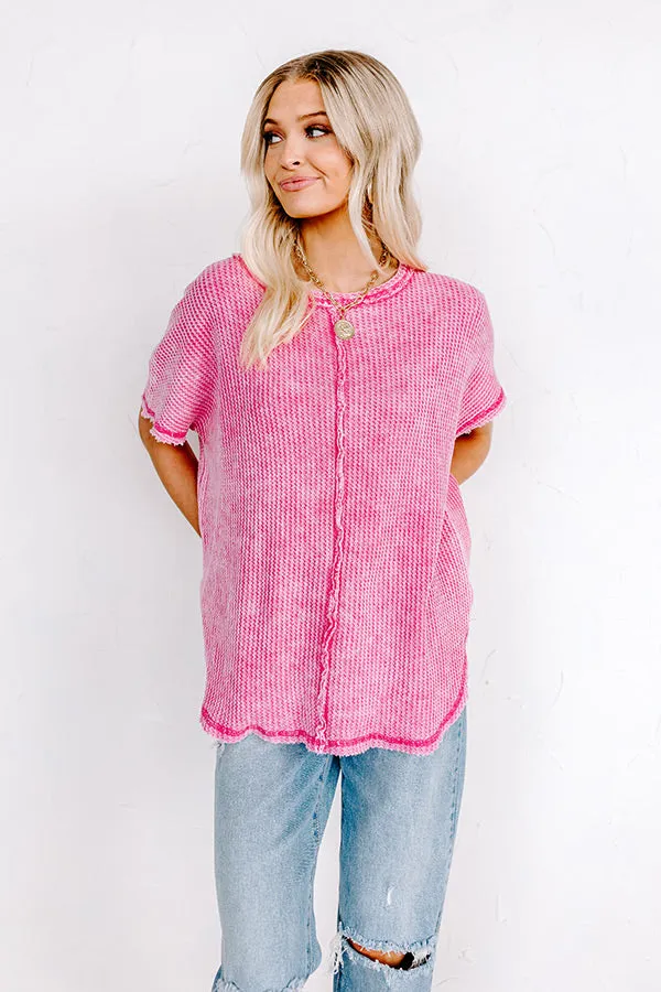 Along The Path Mineral Wash Knit Top In Pink