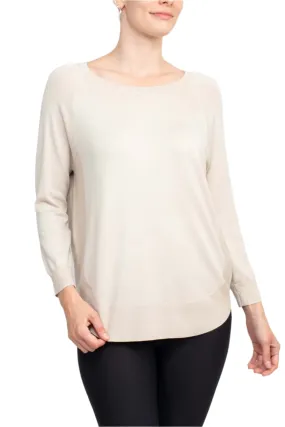 Anna Rose Scoop Neck Long Sleeve Solid Knit Top