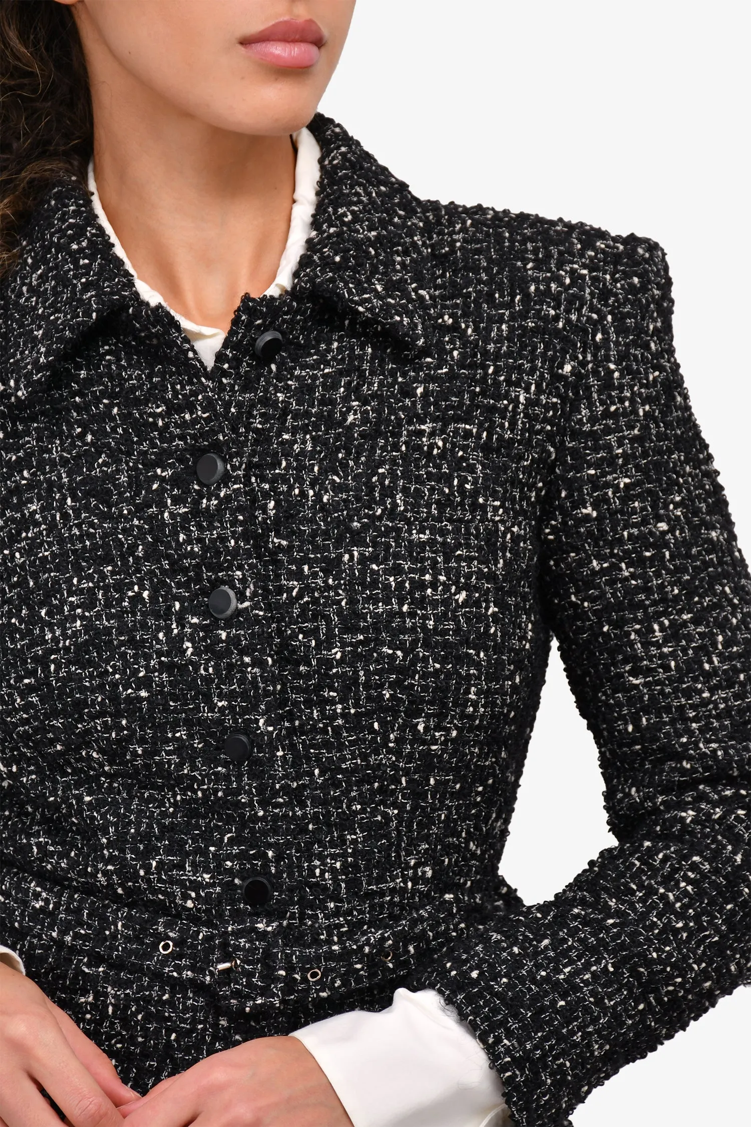 Anna Sui Vintage Black Tweed Blazer   Skirt Set Size 40