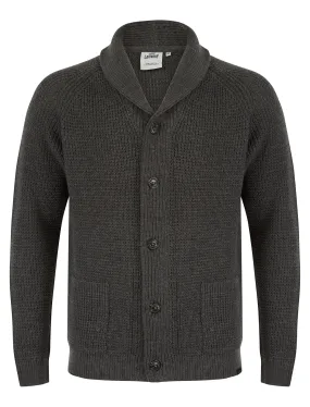 Anozie Soft Knit Wool Blend Shawl Neck Cardigan in Dark Grey Marl - Tokyo Laundry