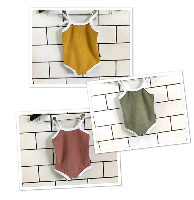 Baby Girls Bodysuit Suspender Jumpsuit Baby Solid Bodysuit 3pc set