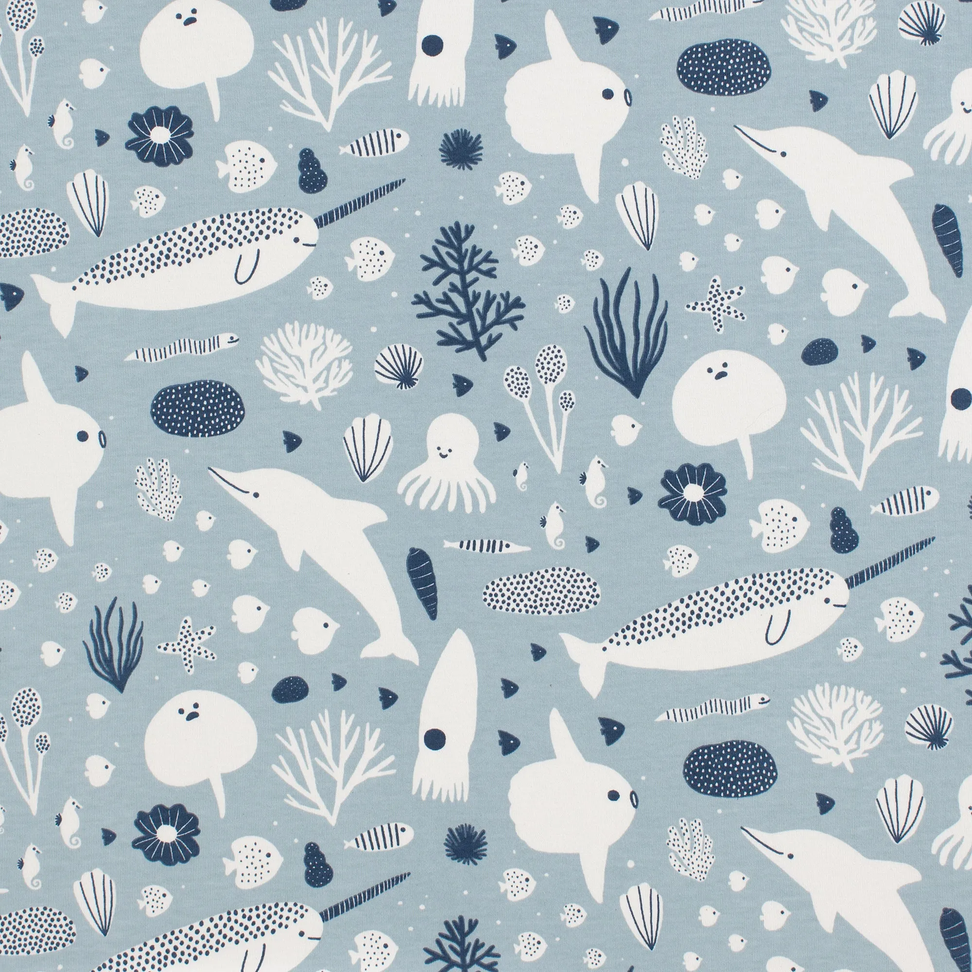 Baby Tank Top - Sea Creatures Pale Blue & Navy