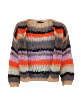 BCADELIN multi striped cardigan - Peach Multi