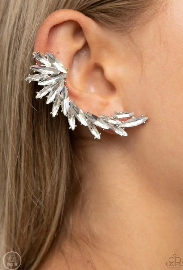 Because ICE Said So White Post Earring - Paparazzi Accessories