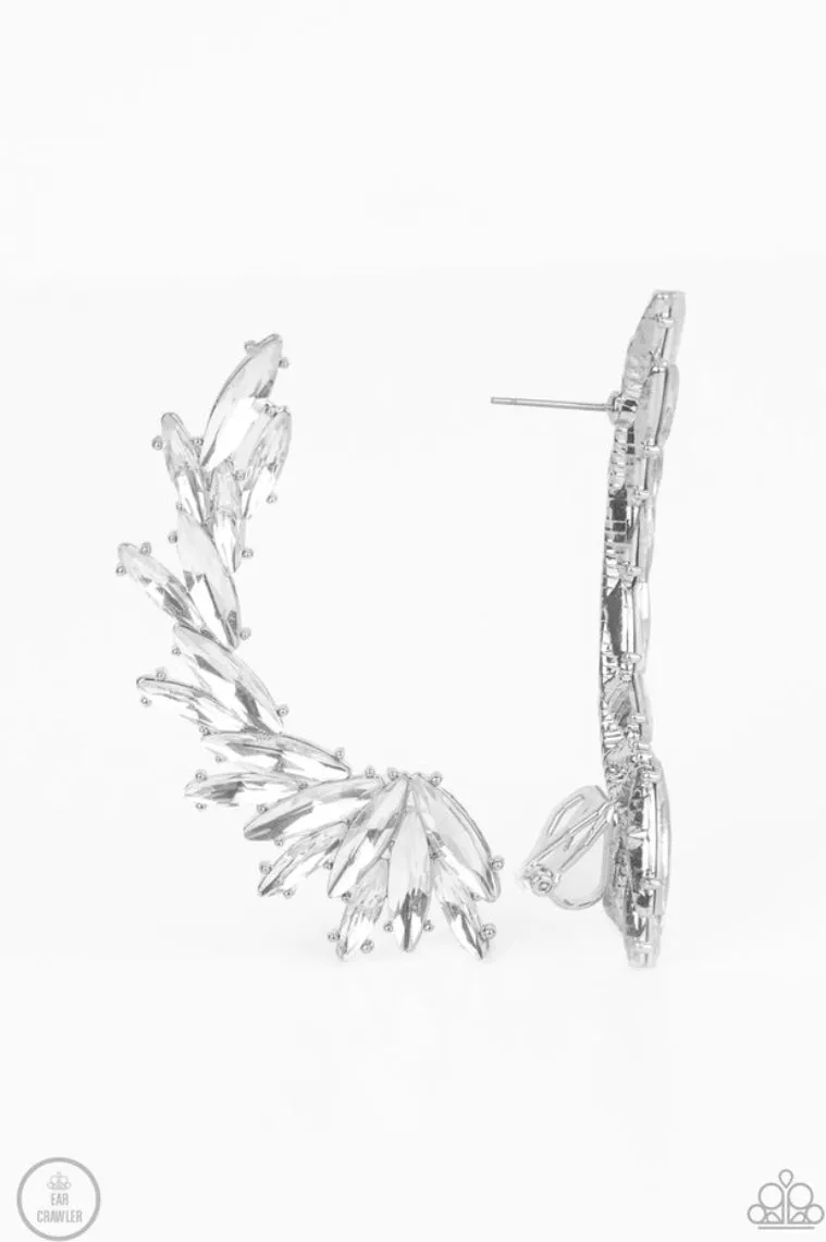 Because ICE Said So White Post Earring - Paparazzi Accessories