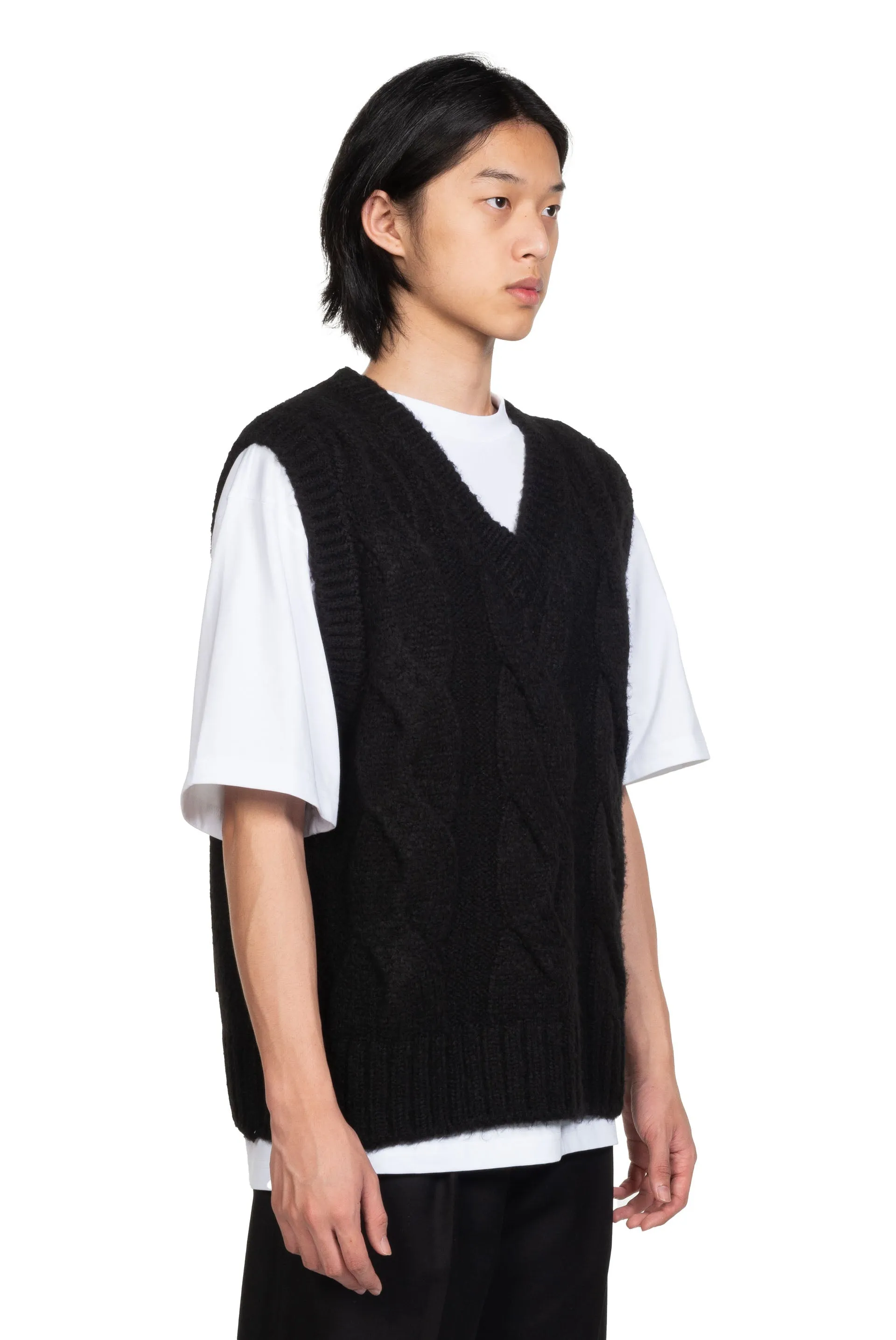 Black Cable Knit Vest