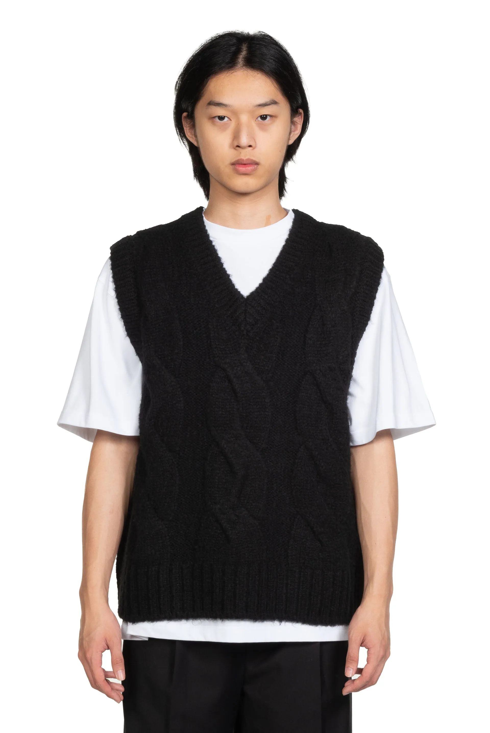 Black Cable Knit Vest