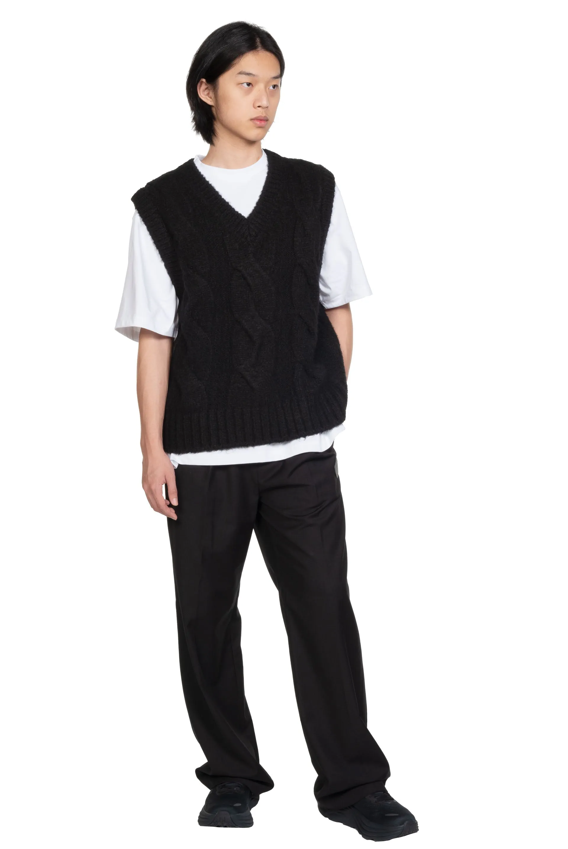 Black Cable Knit Vest