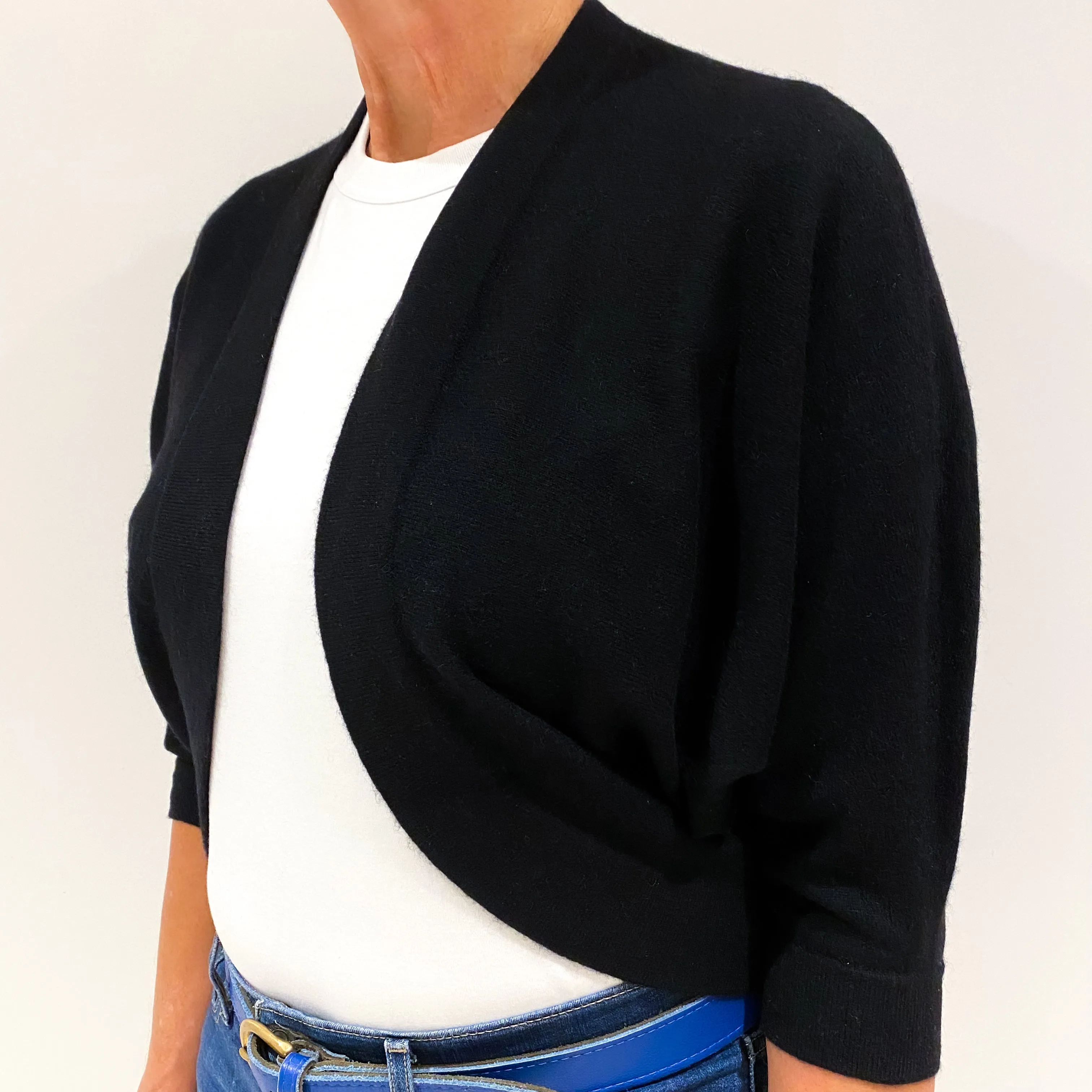 Black Cashmere Bolero Cardigan Medium