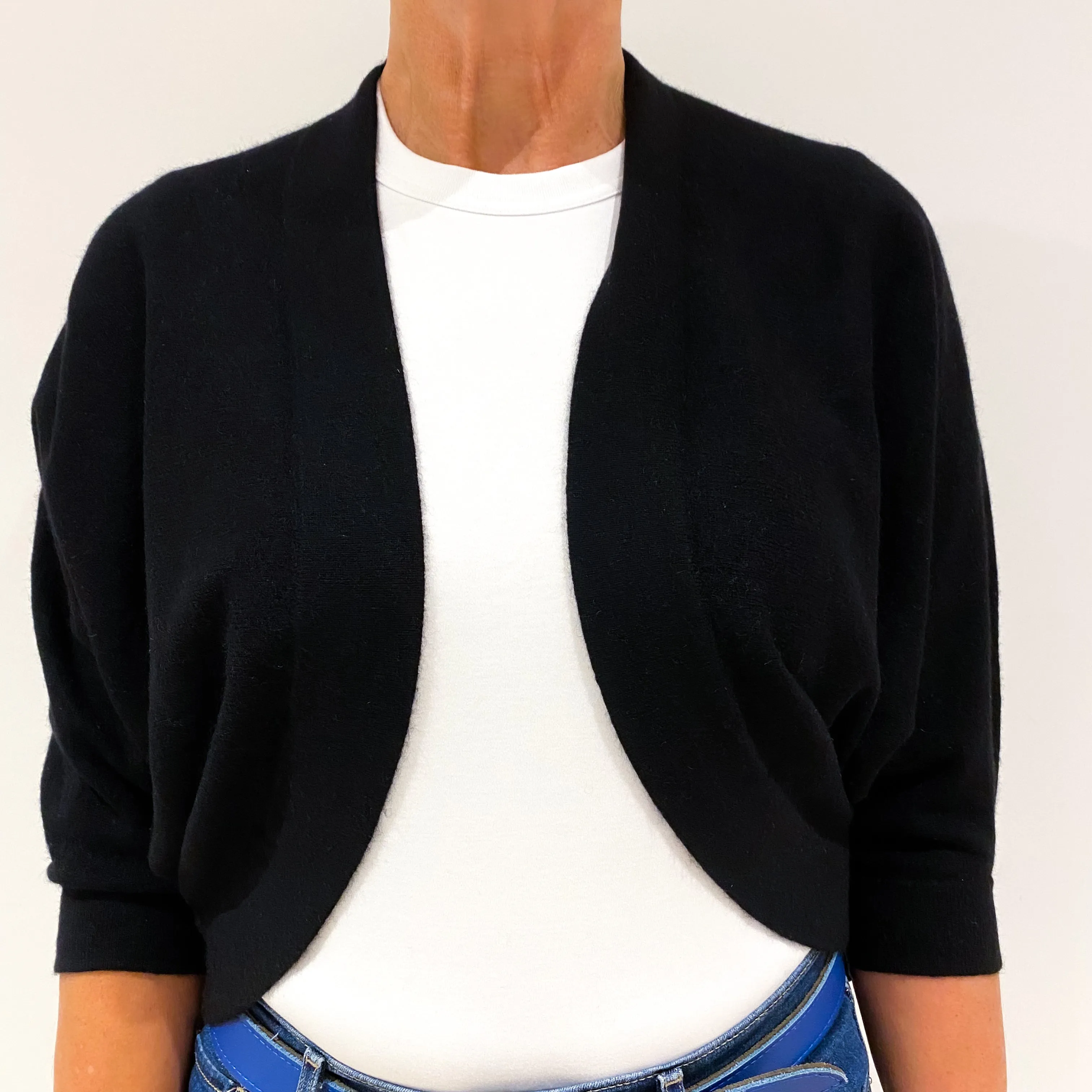 Black Cashmere Bolero Cardigan Medium