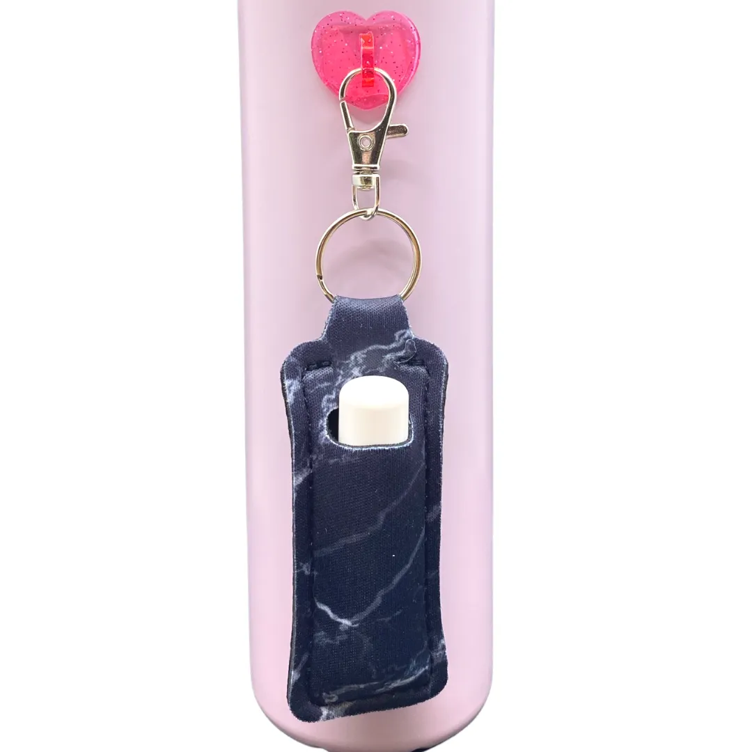 Black Marble Print Chapstick Holder