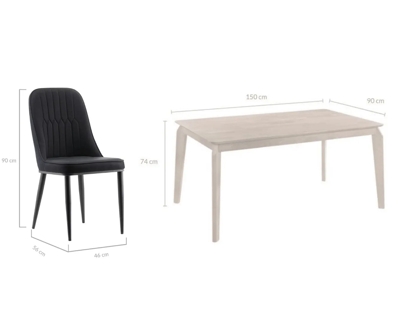Black Stanton Noah White Wash 7 Piece Dining Set Table and Chairs