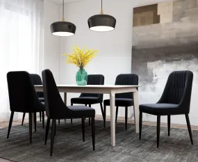 Black Stanton Noah White Wash 7 Piece Dining Set Table and Chairs