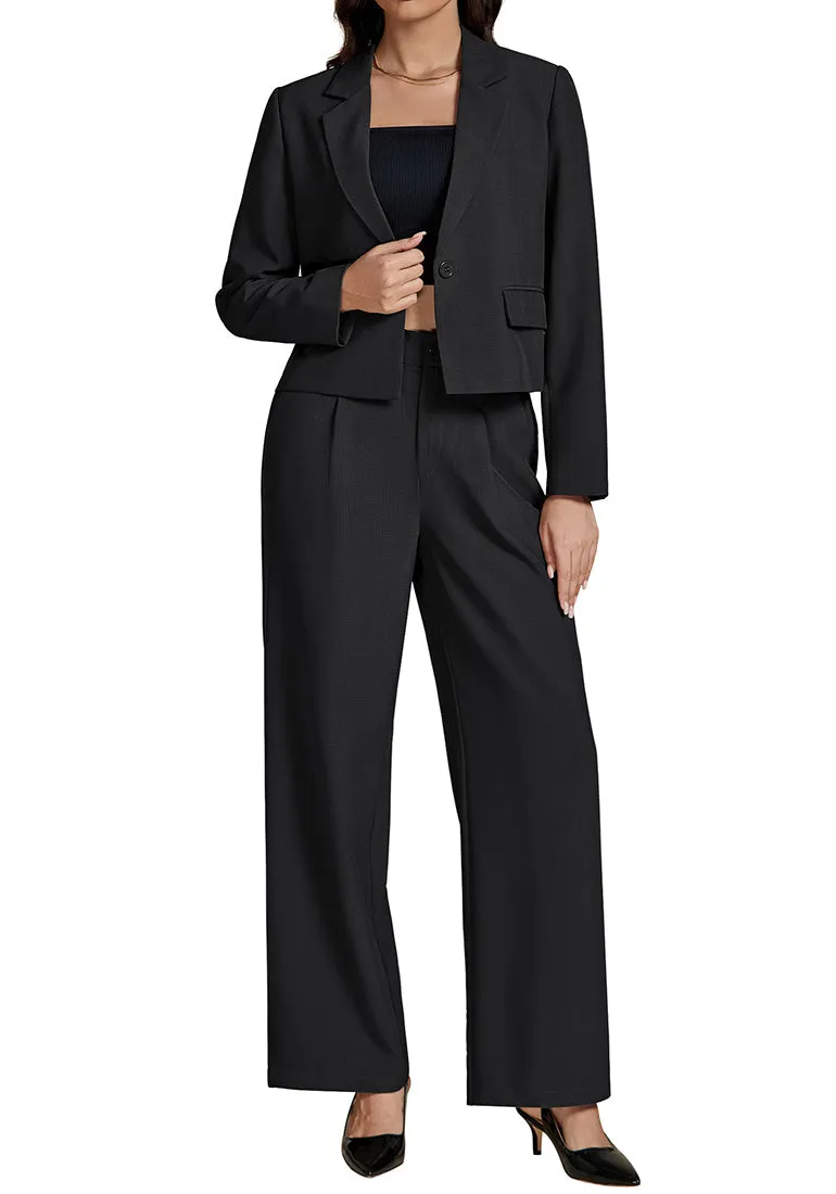 Black Women Business Casual Outfit Button Front Long Sleeve