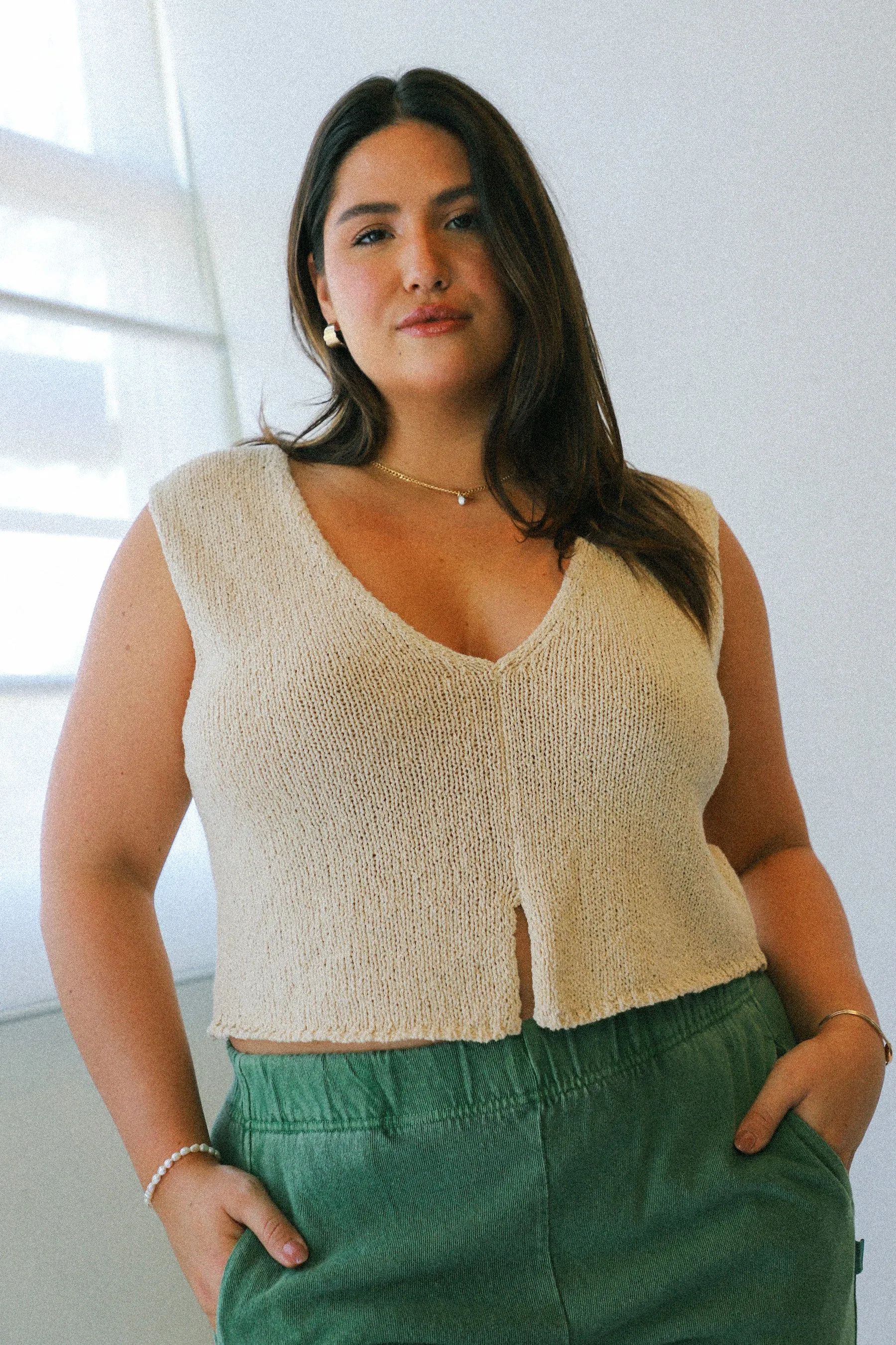 Bone Textured Knit Top