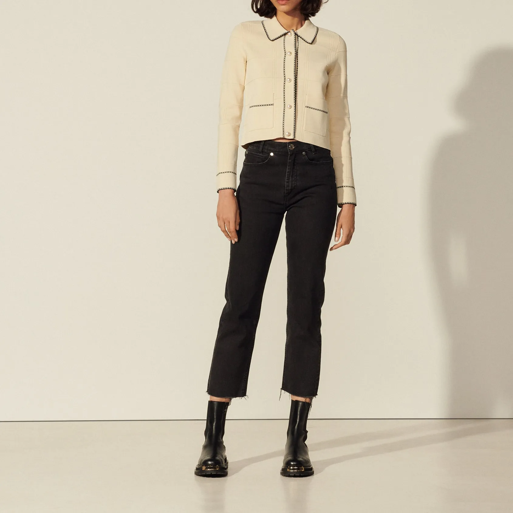 Cardigan façon chemise en maille