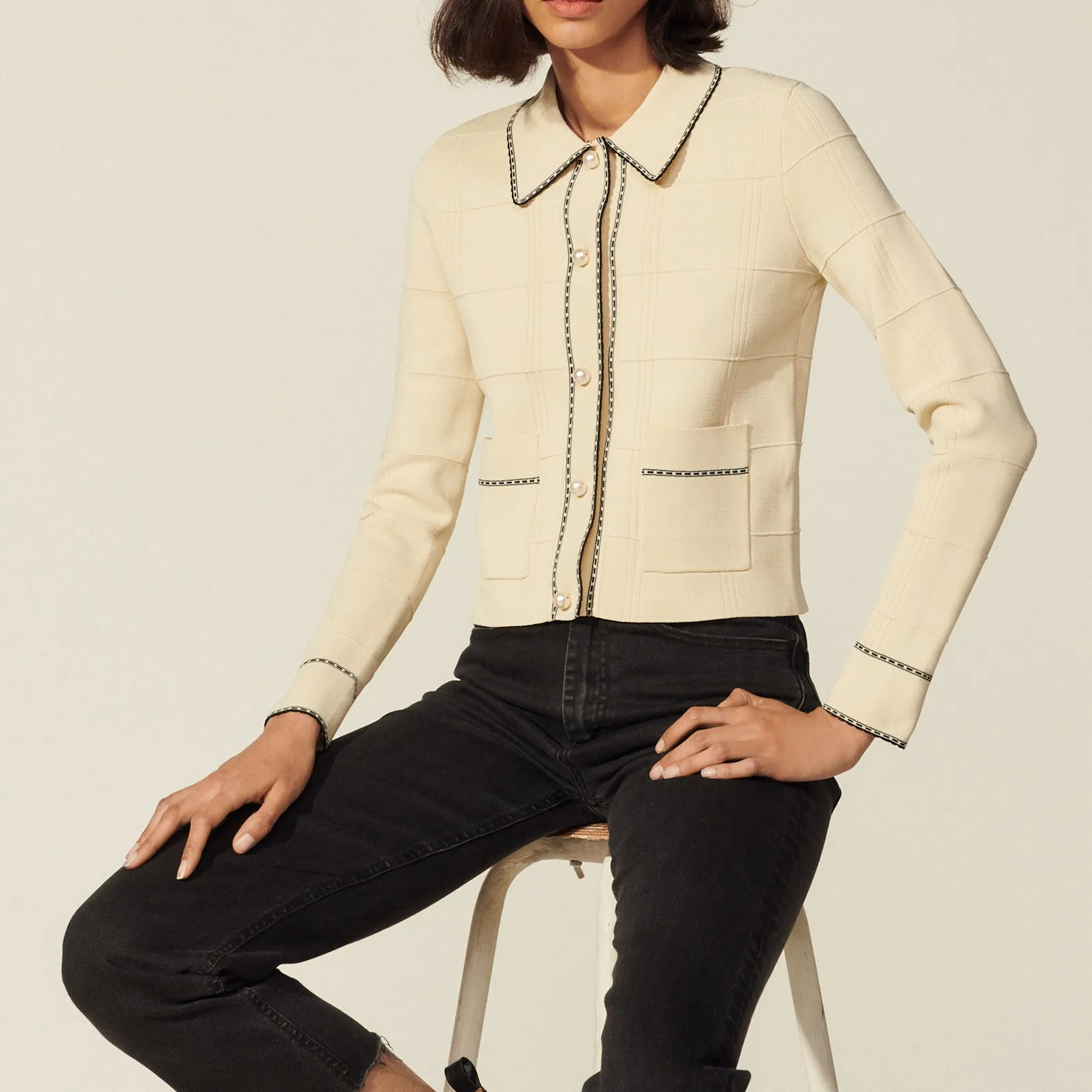 Cardigan façon chemise en maille