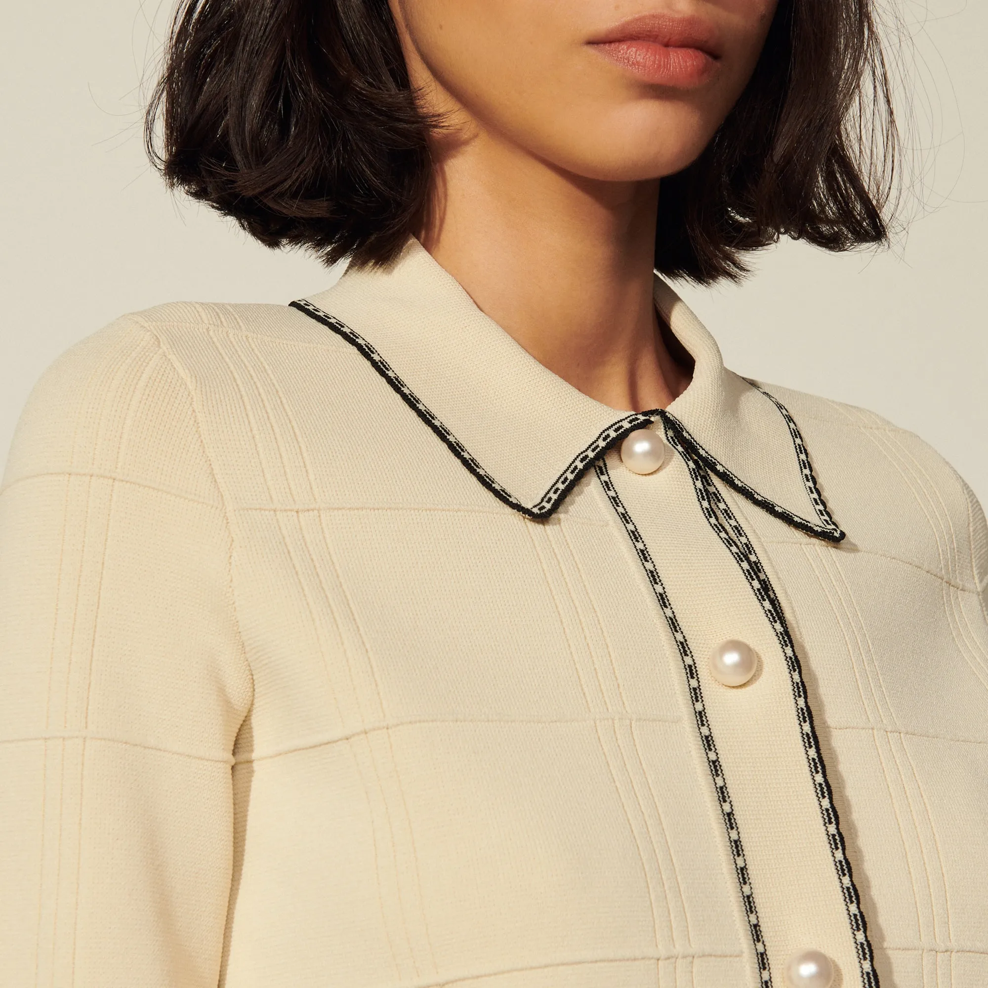 Cardigan façon chemise en maille