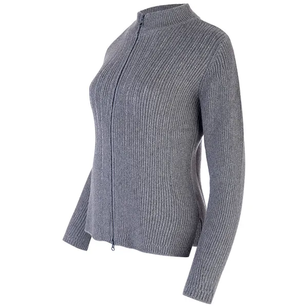 Cashmere Lurex Embellished Cardigan in Medium Grey Melange