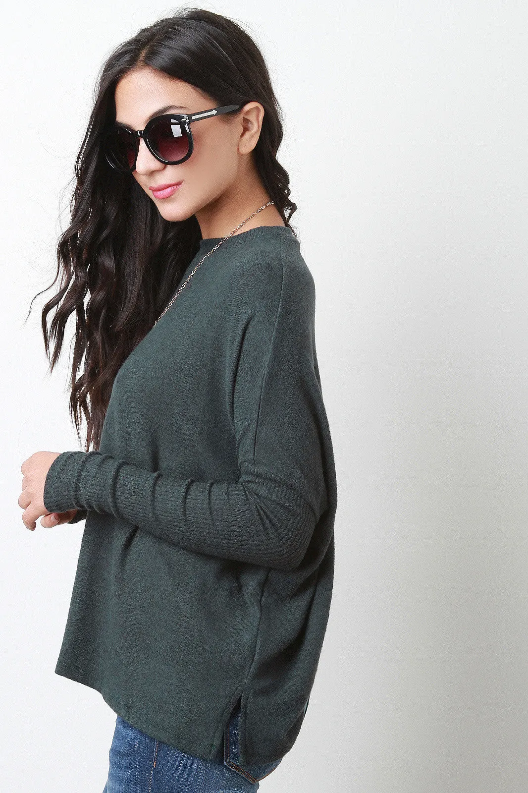 Casual Long Sleeves Dolman Trapeze Top