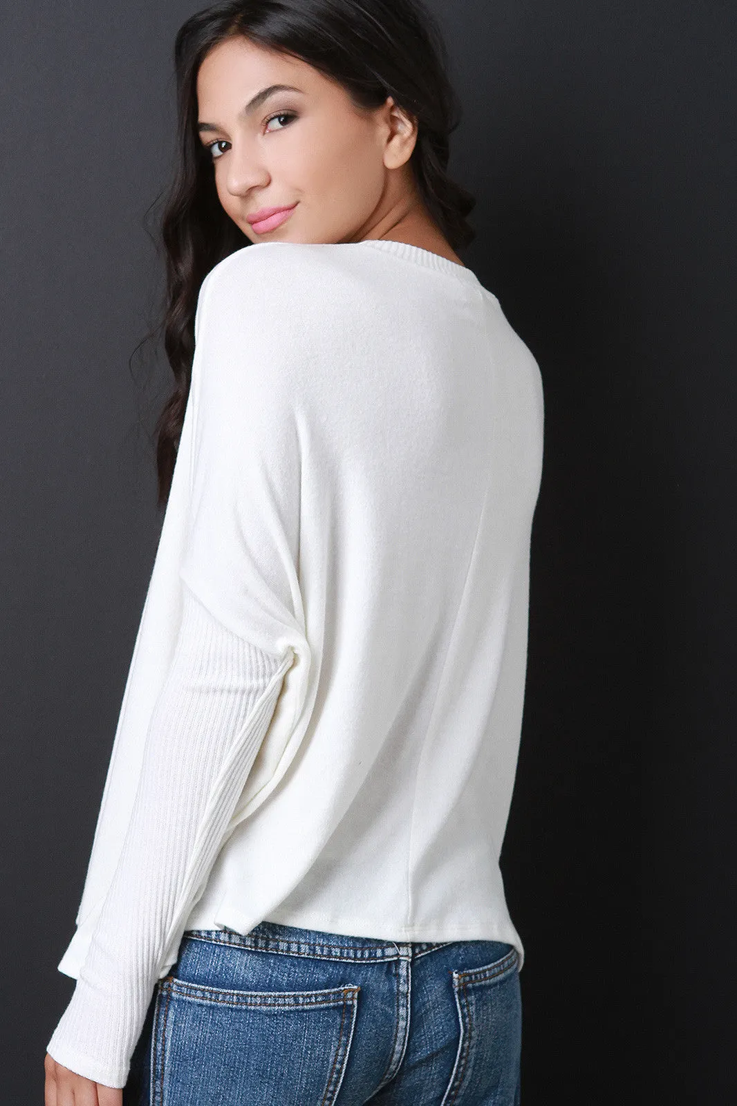 Casual Long Sleeves Dolman Trapeze Top